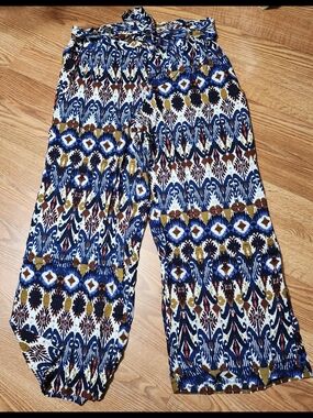 LILI Sport Blue Multi Boho Wide-Leg Pants